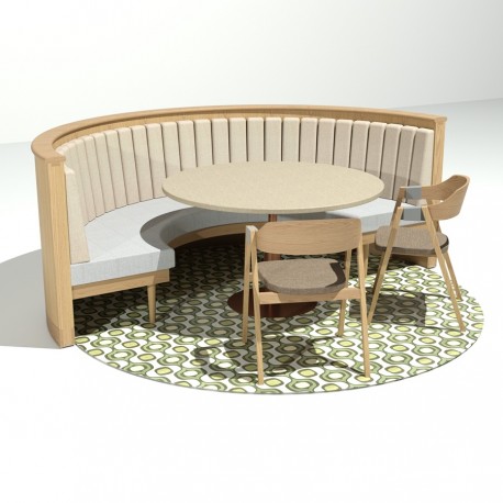 Booth curvo sobre diseño