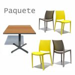 Paquete Sencilla de 4 sillas y Mesa 80x80